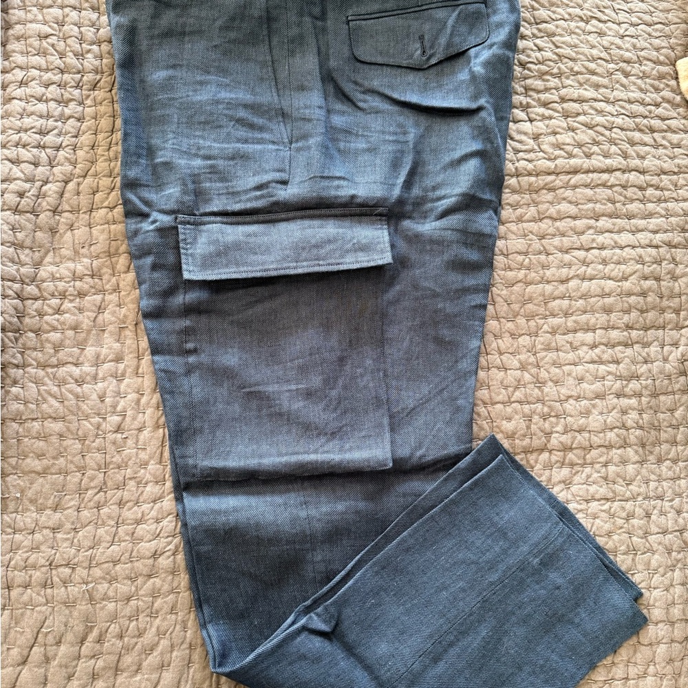 Banana Republic Linen Cargo Pants blue